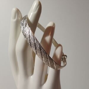 999 Pure Silver Adjustable Bracelet Amazing Shiny Etched Bangle